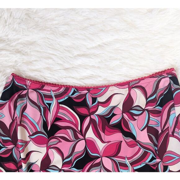 Y2K Vintage Wrapper Jersey Knit Abstract Floral Print Skirt Pink and Black M - Picture 6 of 11